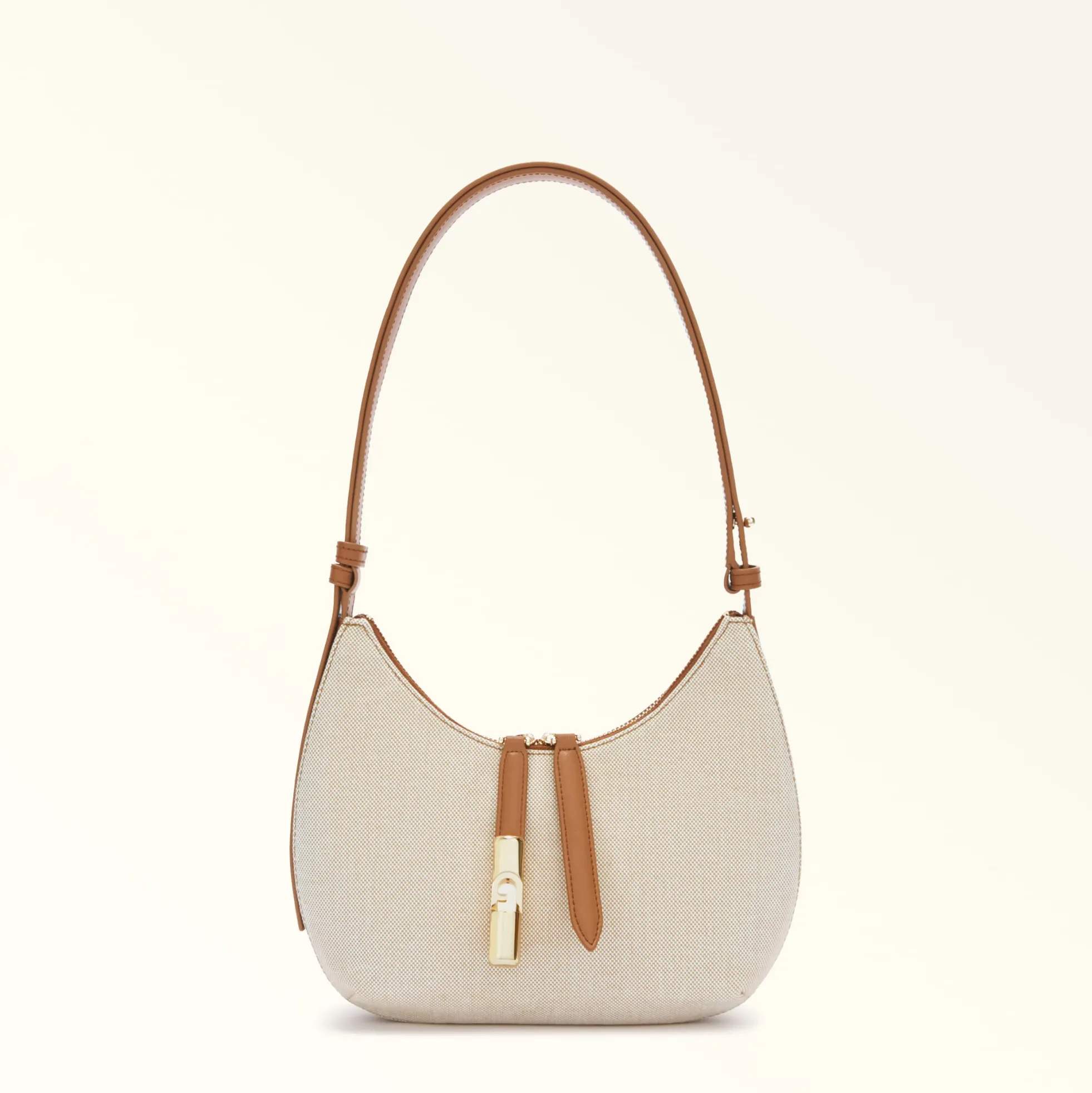 Furla Shoulder Bags|Furla Goccia<Goccia Shoulder Bag S naturale+brandy