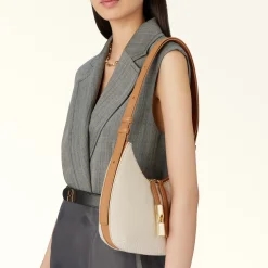 Furla Shoulder Bags|Furla Goccia<Goccia Shoulder Bag S naturale+brandy