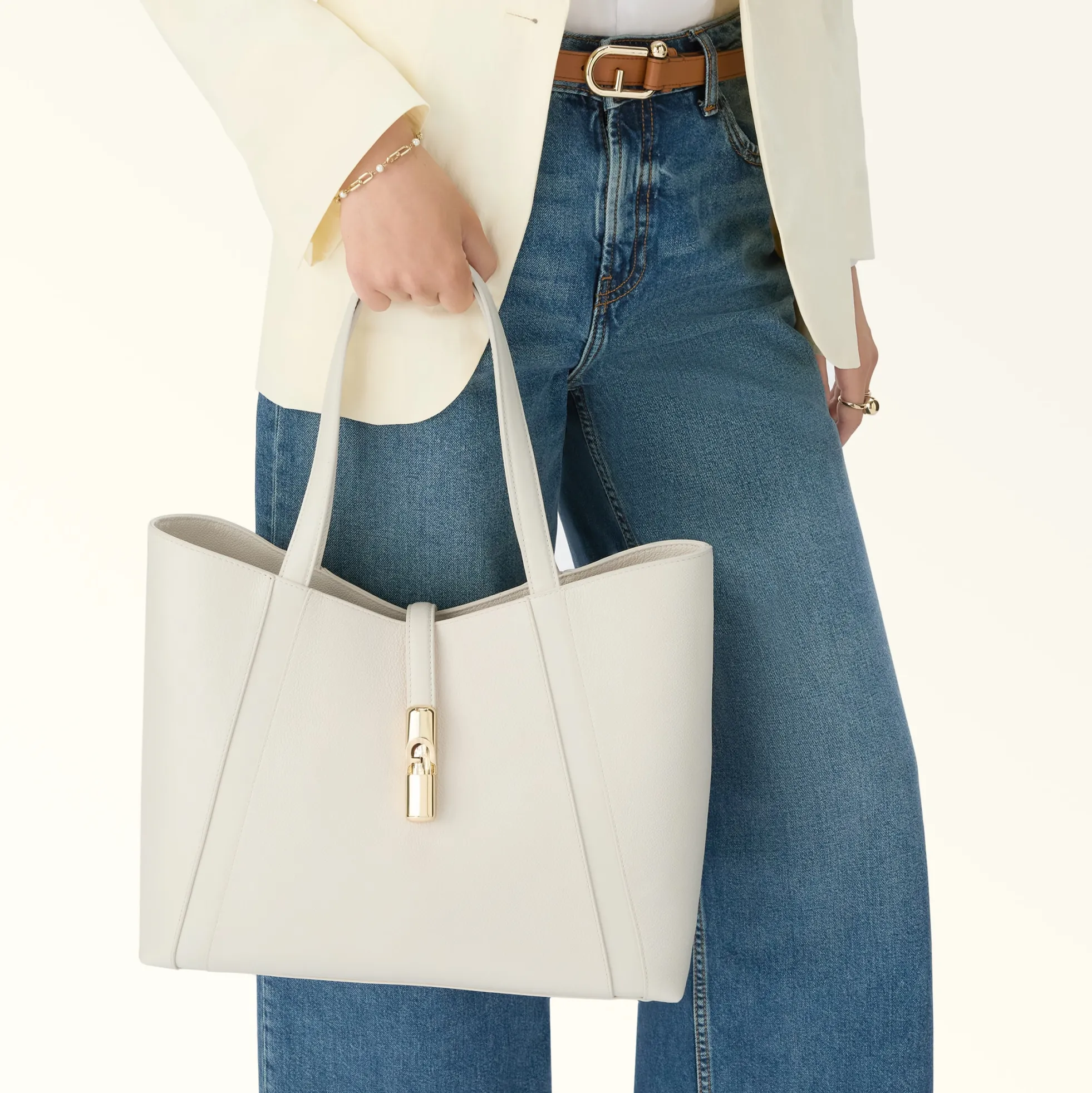 Furla Totes|Furla Goccia<Goccia Tote L panna