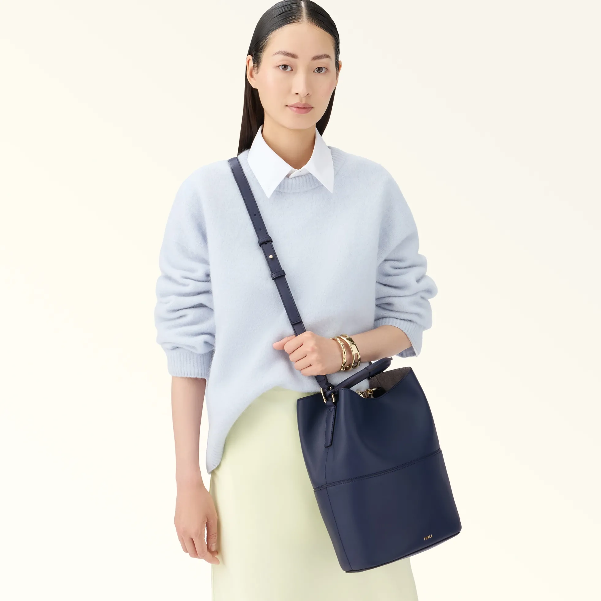 Furla Bucket Bags|Top Handles<Sfera Bucket Bag S mediterraneo+grigio int.