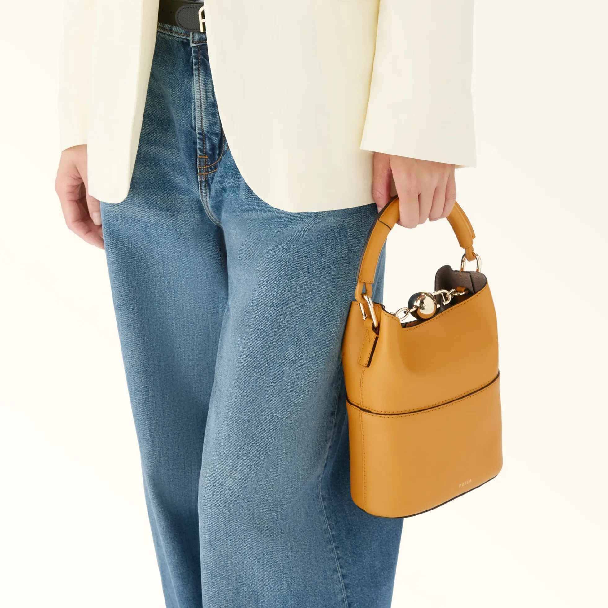Furla Bucket Bags|Mini Bags And Pouches<Sfera Mini Bag senape+vaniglia int.