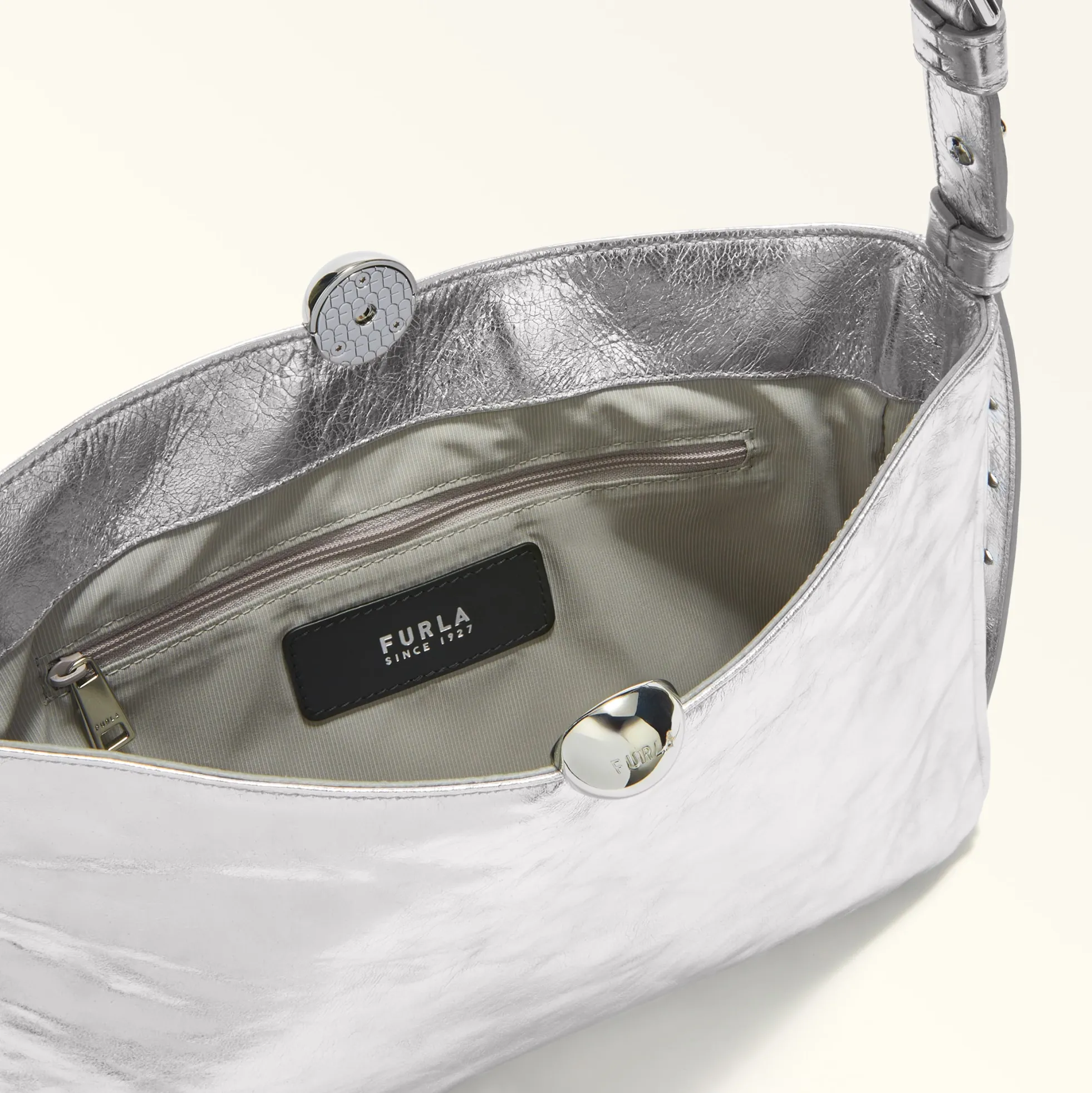 Furla Shoulder Bags|Furla Sfera Soft<Sfera Soft Shoulder Bag M color silver