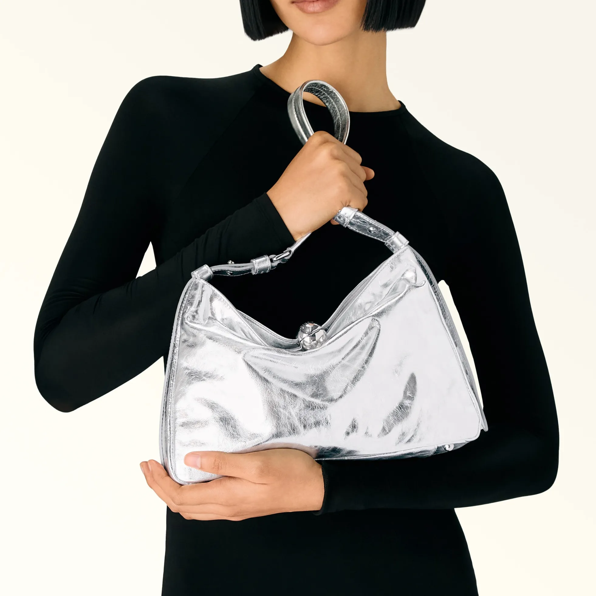 Furla Shoulder Bags|Furla Sfera Soft<Sfera Soft Shoulder Bag M color silver