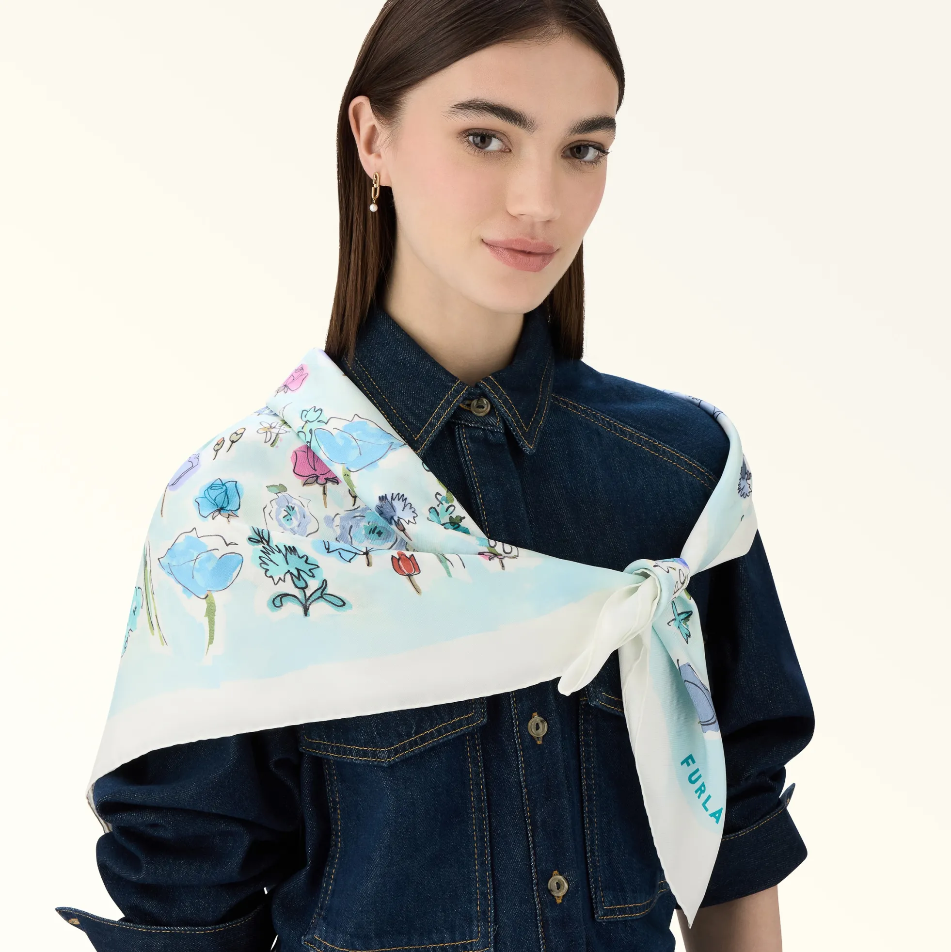 Furla Scarves<Tortona Carré toni acquamarina